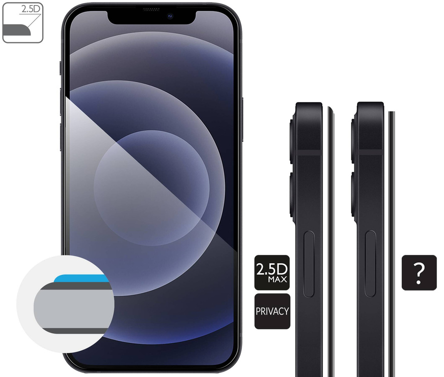 moVear mBOX GLASS mSHIELD 2.5D MAX privacy für Apple iPhone 12 Pro / 12 (6.1") (Anti-Spionage, mit Applikator)