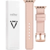moVear Prestige C1 22mm Fleisch rosa Lederarmband für Apple Watch 10 / 9 / 8 / 7 / 6 / 5 / 4 / SE (46/45/44mm) & Ultra (49mm) | Fleisch rosa Nähte [Größen XS-XXL und Schnalle zur Auswahl]