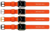moVear Prestige S1 20mm Lederarmband für Apple Watch 10 / 9 / 8 / 7 / 6 / 5 / 4 / SE (42/41/40mm) Orange [Adapter und Schnalle zur Auswahl]