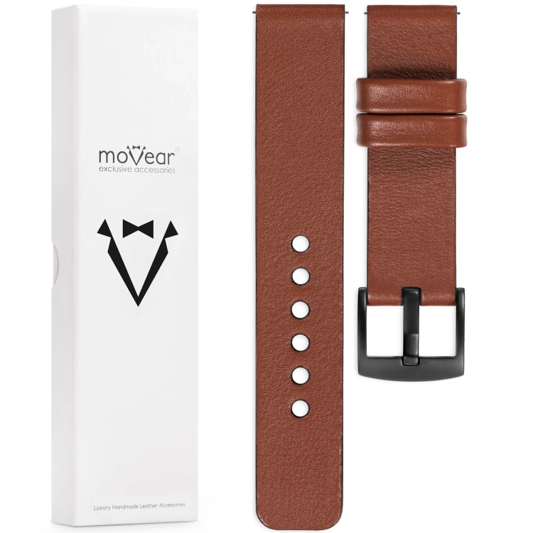 moVear Prestige S1 22mm Lederarmband für Xiaomi Watch S1 / Mi Watch / Amzfit Braun [Schließe nach Wahl]