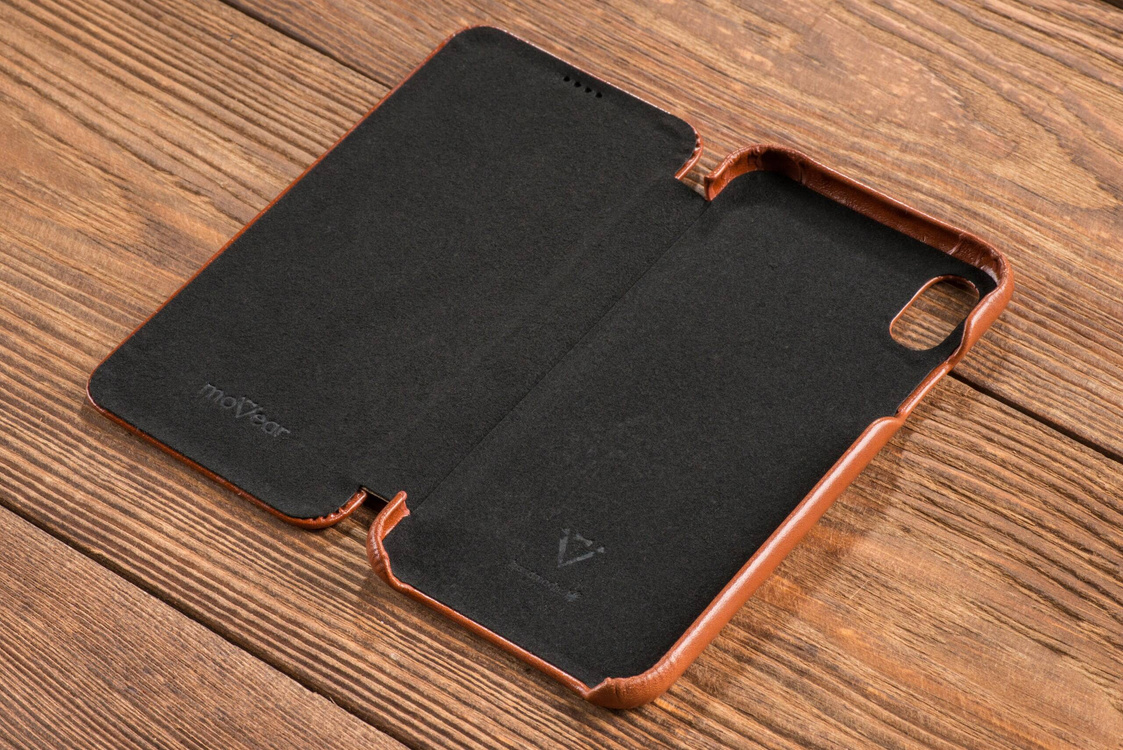 moVear flipSide S Leather slim case for Apple iPhone Xs MAX (6.5") | Vintage Leather (Brown)