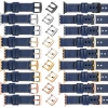 moVear Prestige C1 22mm Navy blau Lederarmband für Apple Watch 10 / 9 / 8 / 7 / 6 / 5 / 4 / SE (42/41/40mm) | Navy blau Nähte [Größen XS-XXL und Schnalle zur Auswahl]