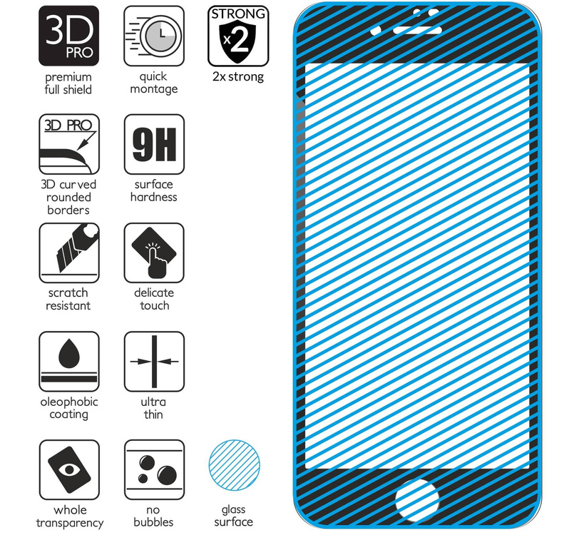 moVear GLASS mSHIELD 3D PRO für Apple iPhone 8 / 7 (4.7") (Vollbildschutz)