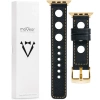 moVear Prestige R1 22mm Schwarz Lederarmband für Apple Watch 10 / 9 / 8 / 7 / 6 / 5 / 4 / SE (42/41/40mm) | Schwarz Nähte [Größen XS-XXL und Schnalle zur Auswahl]