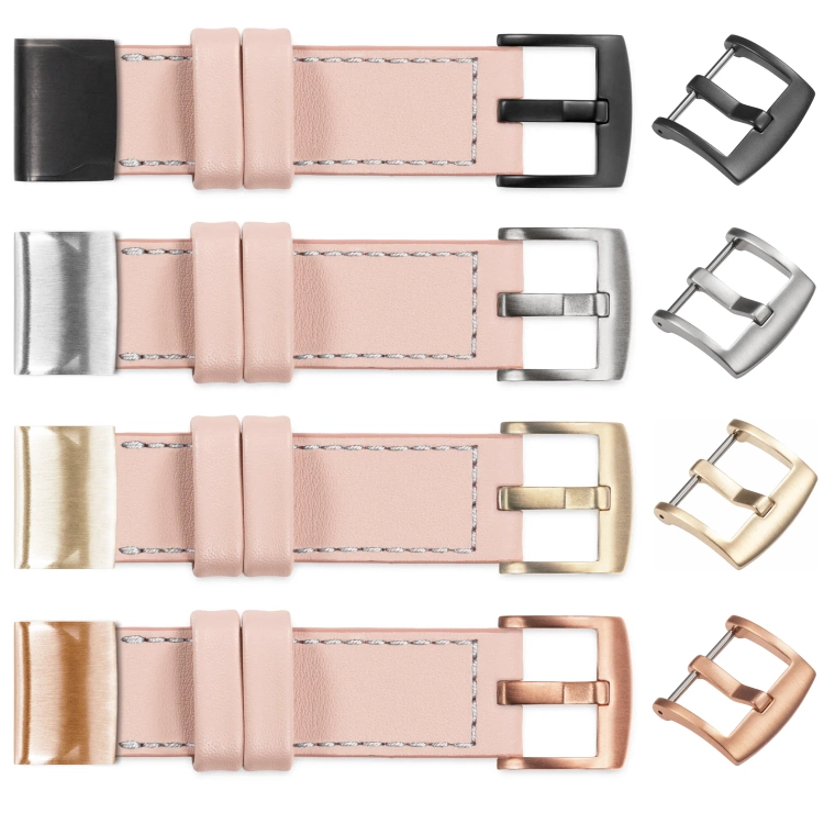 moVear Prestige C1 Lederarmband für Garmin QuickFit 22mm (Fenix / Forerunner / Epix / Instinct / Enduro / Quatix / MARQ - 47/45mm) Fleisch rosa, Fleisch rosa Nähte [Größen XS-XXL und Schnalle zur Auswahl]