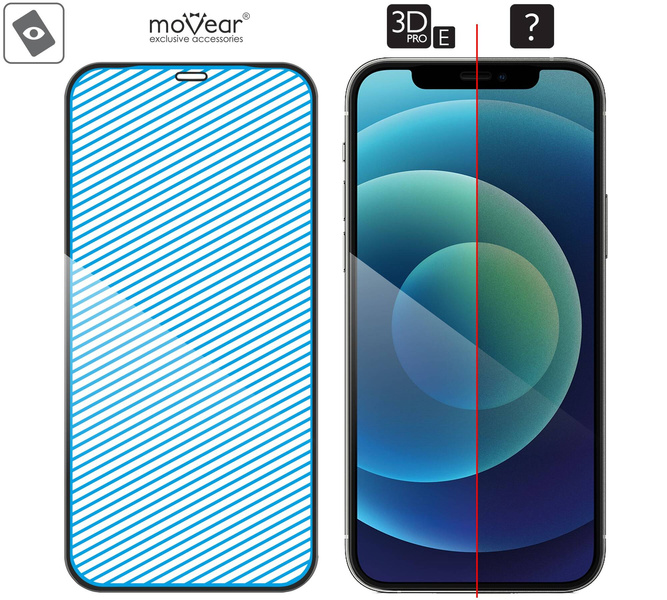 2 pcs. | moVear GLASS mSHIELD 3D PRO-E for Apple iPhone 12 Pro / 12 (6.1") (case friendly)