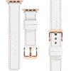 moVear Prestige C1 20mm White Leather strap for Apple Watch 10 / 9 / 8 / 7 / 6 / 5 / 4 / SE (42/41/40mm) | White stitching [sizes XS-XXL and buckle to choose from]