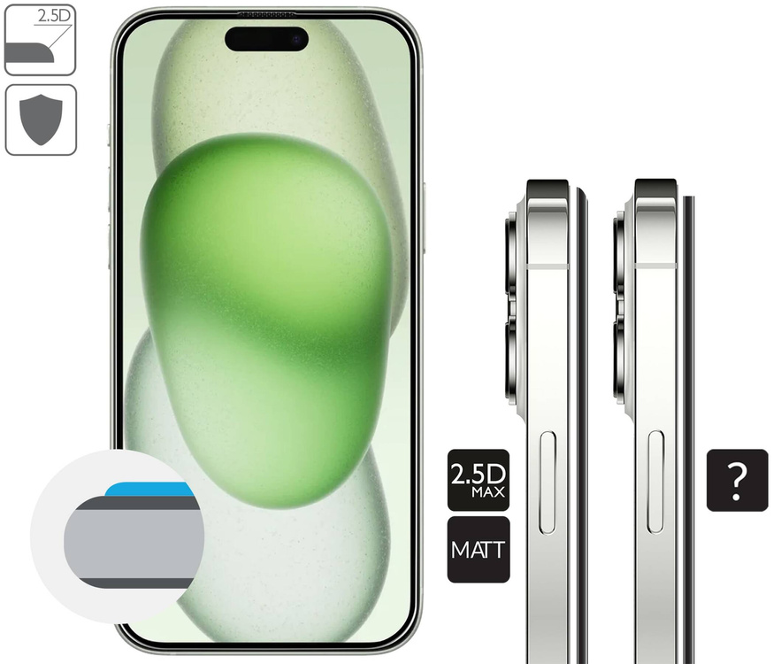 2 Stk. | moVear mBOX GLASS mSHIELD 2.5D MAX MATT für Apple iPhone 16 Plus / 15 Plus (6.7") (Handyhülle freundlich, Antireflex, mit Applikator)