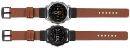 moVear Prestige S1 Lederarmband für Garmin QuickFit 26mm (Fenix / Epix / Quatix / Tactix / Enduro - 51mm) Braun [Schließe nach Wahl]