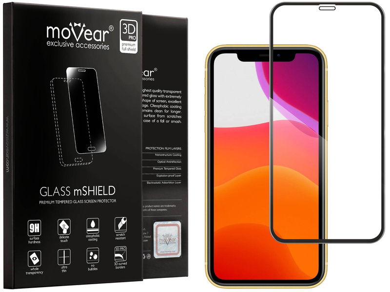 moVear GLASS mSHIELD 3D PRO-E für Apple iPhone 11 / Xr (6.1") (Handyhülle freundlich)