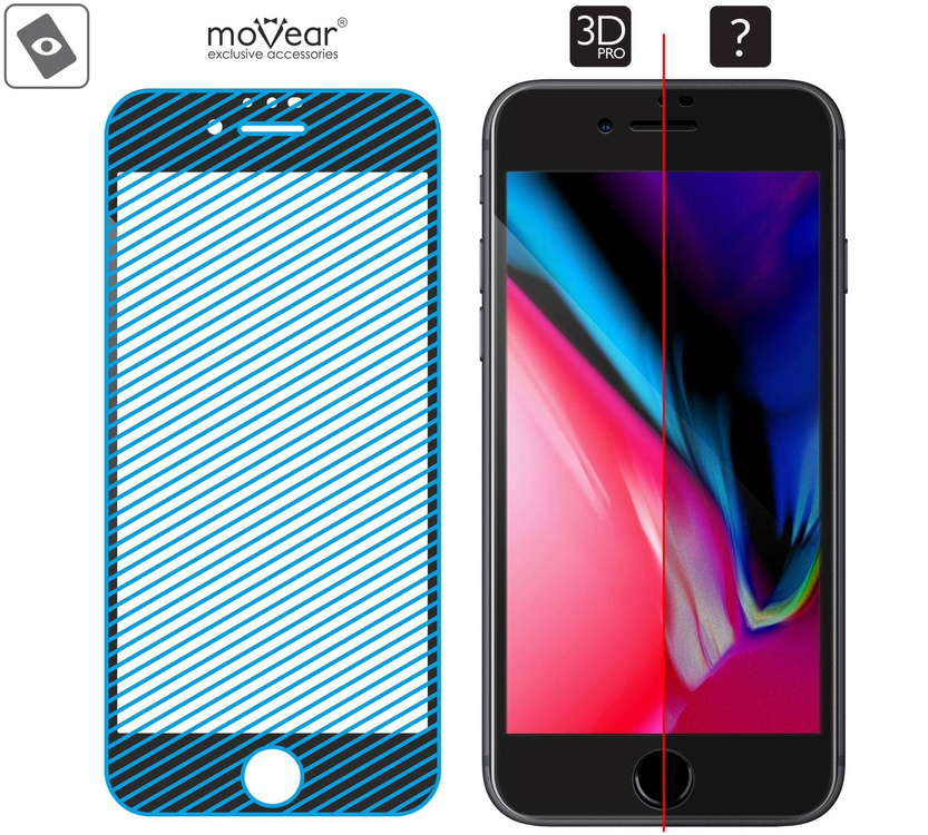 moVear GLASS mSHIELD 3D PRO für Apple iPhone 8 / 7 (4.7") (Vollbildschutz)