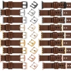 moVear Prestige S1 24mm Lederarmband für Apple Watch 10 / 9 / 8 / 7 / 6 / 5 / 4 / SE (46/45/44mm) & Ultra (49mm) Dunkelbraun [Adapter und Schnalle zur Auswahl]