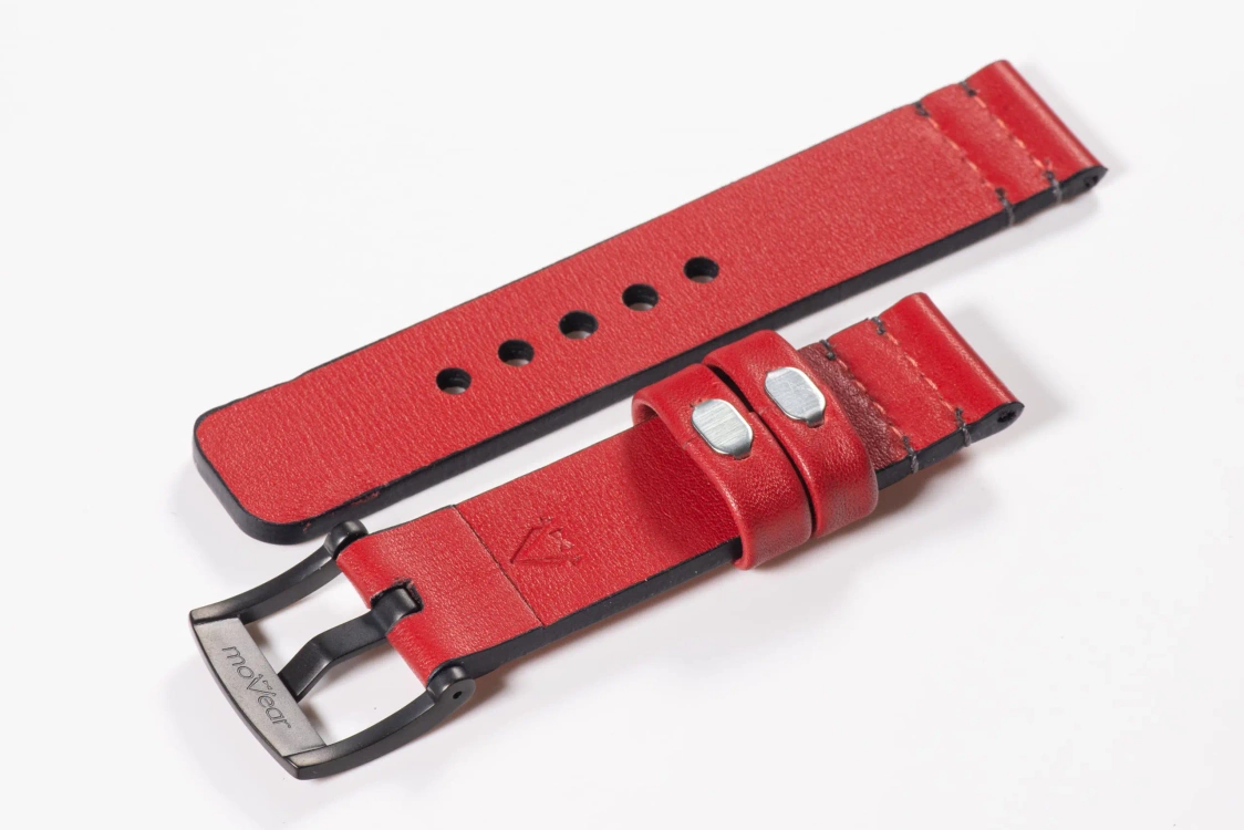 Leather watch strap
