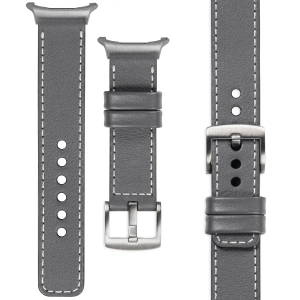 moVear Prestige C1 24mm Gray Leather strap for Samsung Galaxy Watch Ultra | Gray stitching [sizes XS-XXL and buckle to choose from]
