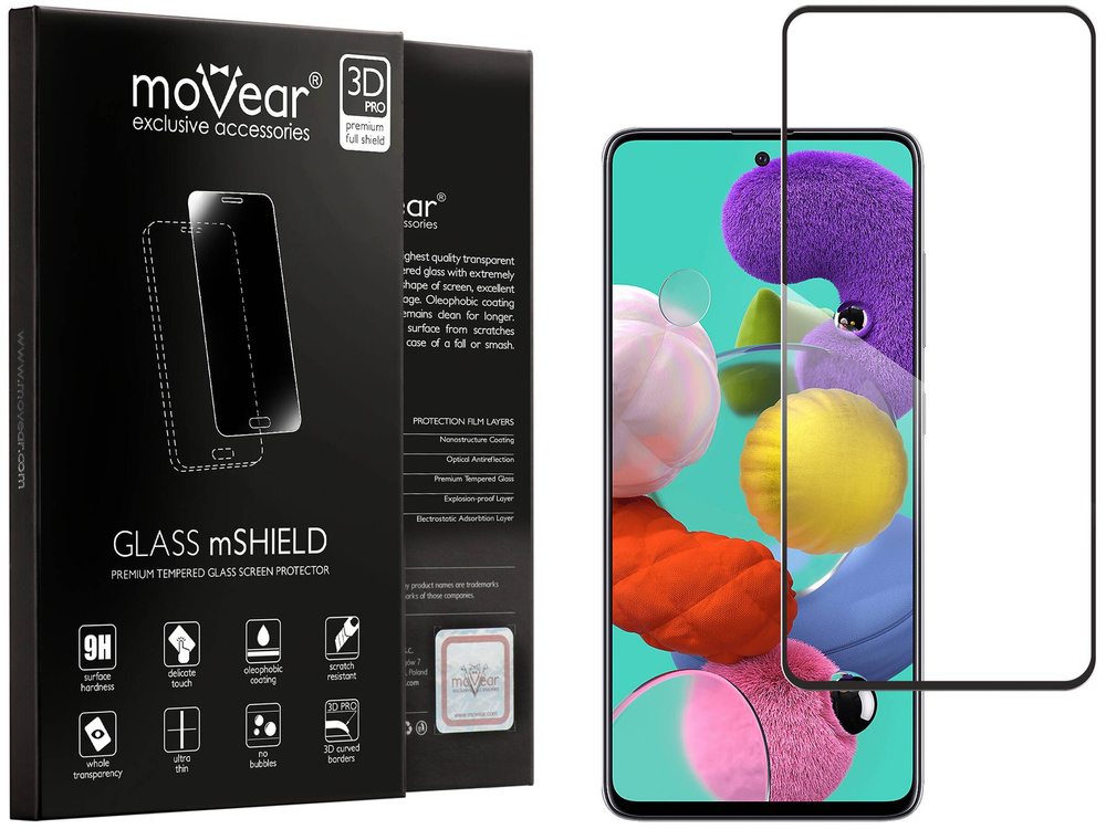 moVear GLASS mSHIELD 3D PRO-E für Samsung Galaxy A51 (6.5") (Handyhülle freundlich)