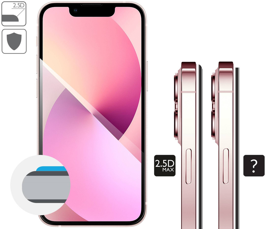 moVear GLASS mSHIELD 2.5D MAX für Apple iPhone 13 Mini (5.4") (Handyhülle freundlich)
