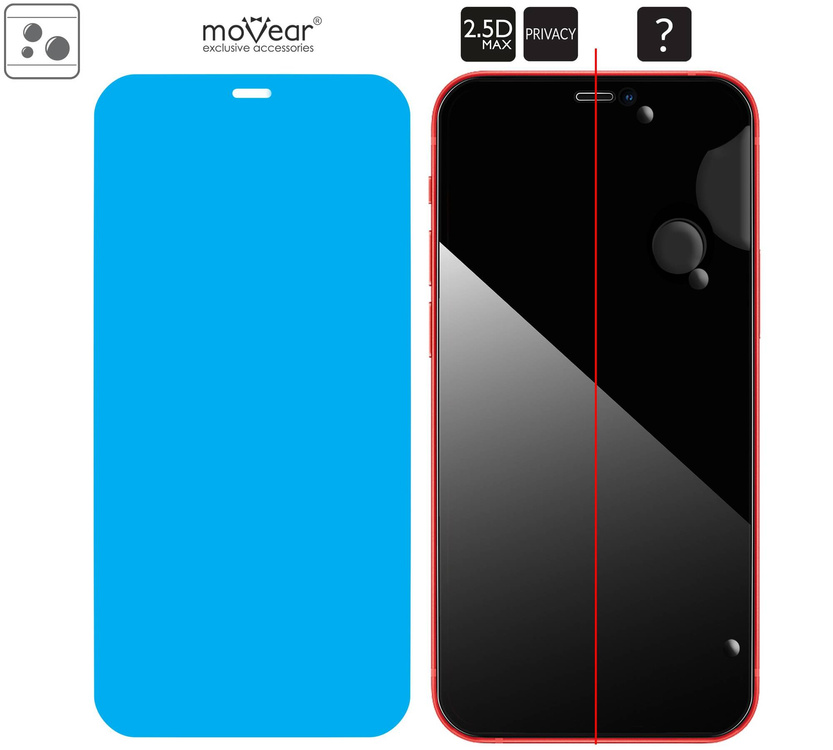 2 pcs. | moVear GLASS mSHIELD 2.5D MAX privacy for Apple iPhone 12 Mini [ROZMIAR_EKRAN] | (Privatizing, case friendly)