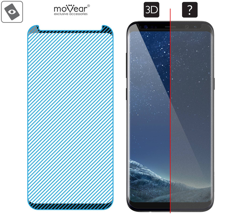 2 Stk. | moVear GLASS mSHIELD 3D cf für Samsung Galaxy S8 (5.8") (Handyhülle freundlich)