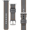 moVear Prestige C1 22mm Grau Lederarmband für Apple Watch 10 / 9 / 8 / 7 / 6 / 5 / 4 / SE (42/41/40mm) | Grau Nähte [Größen XS-XXL und Schnalle zur Auswahl]