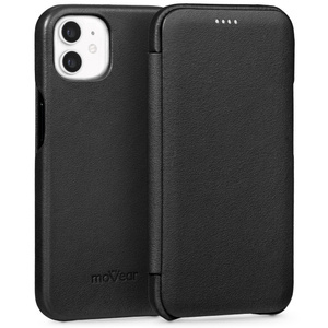 moVear flipSide S Leather slim case for Apple iPhone 12 Mini (5.4") | Smooth leather (Black)