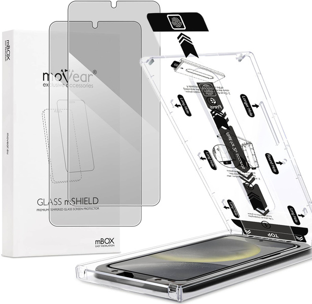 2 Stk. | moVear mBOX GLASS mSHIELD 2.5D privacy für Samsung Galaxy S25/S24 (6.2") (Anti-Spionage, mit Applikator)