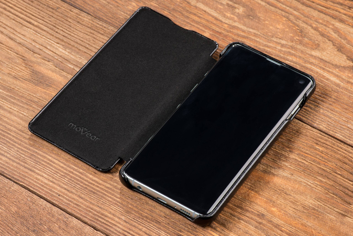 moVear flipSide S Leather slim case for Samsung Galaxy S10 (6.1") | Vintage Leather (Black)