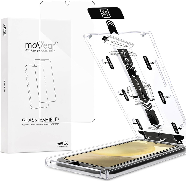 moVear mBOX GLASS mSHIELD 2.5D für Samsung Galaxy S25+/S24+ (Plus) (6.7") (einfache Installation)