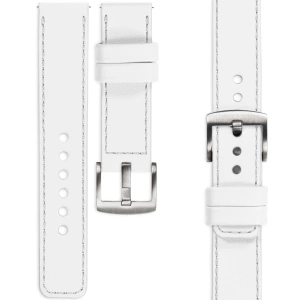 moVear Prestige C1 18mm White Leather strap for Garmin Vivoactive 4S, Venu 3S/2S, Vívomove 3S | White stitching [sizes XS-XXL and buckle to choose from]