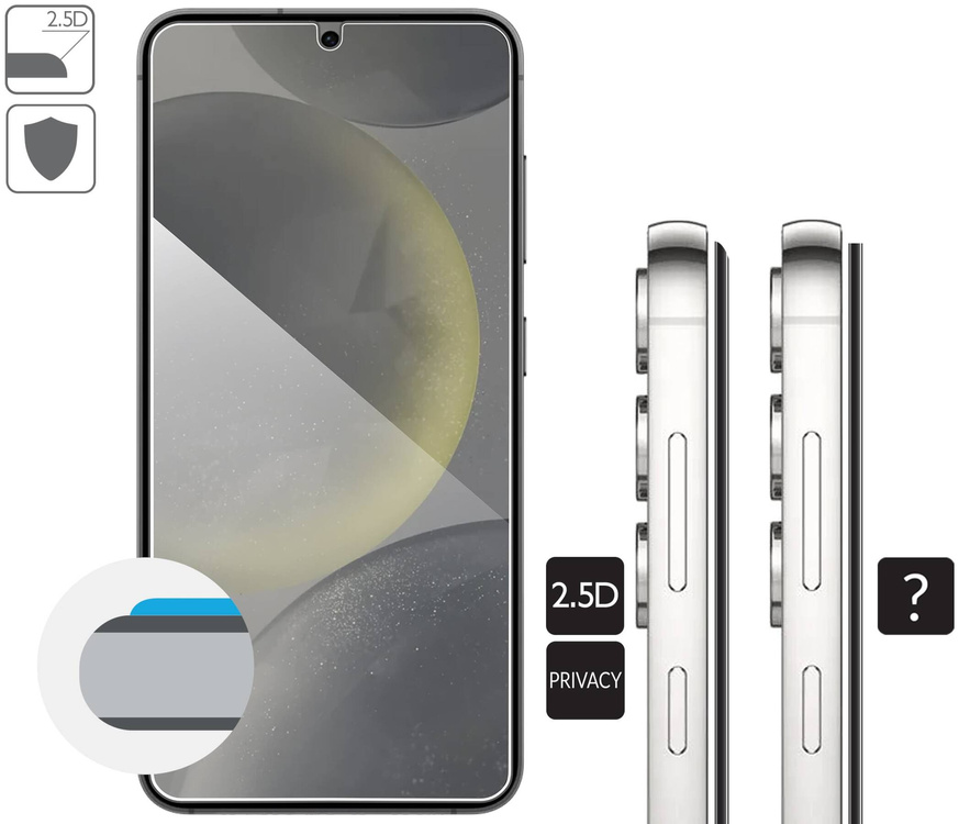 moVear mBOX GLASS mSHIELD 2.5D privacy for Samsung Galaxy S25/S24 (6.2") (Anti spy, with Applicator)