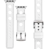 moVear Prestige R1 22mm Weiß Lederarmband für Apple Watch 10 / 9 / 8 / 7 / 6 / 5 / 4 / SE (46/45/44mm) & Ultra (49mm) | Weiß Nähte [Größen XS-XXL und Schnalle zur Auswahl]
