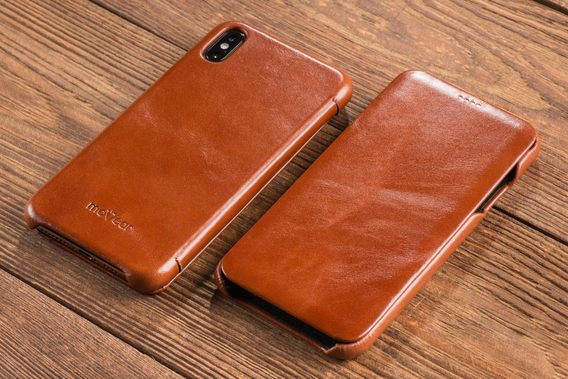 moVear flipSide S Leather slim case for Apple iPhone Xs MAX (6.5") | Vintage Leather (Brown)