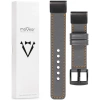 moVear Prestige C1 Lederarmband für Garmin QuickFit 20mm (Fenix / Instinct - 43/42/40mm) Grau, Grau Nähte [Größen XS-XXL und Schnalle zur Auswahl]