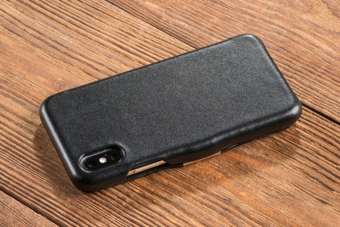 moVear flipSide C Leather case for Apple iPhone Xs / X (5.8") | Smooth leather (Black)