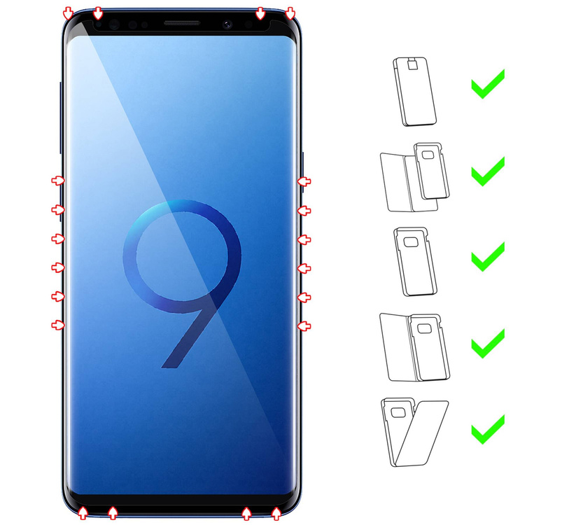 2 Stk. | moVear GLASS mSHIELD 3D cf für Samsung Galaxy S9 (5.8") (Handyhülle freundlich)