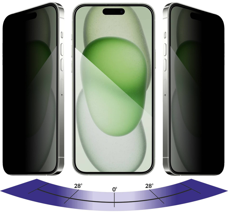 moVear mBOX GLASS mSHIELD 2.5D MAX privacy für Apple iPhone 16 Plus / 15 Plus (6.7") (Anti-Spionage, mit Applikator)