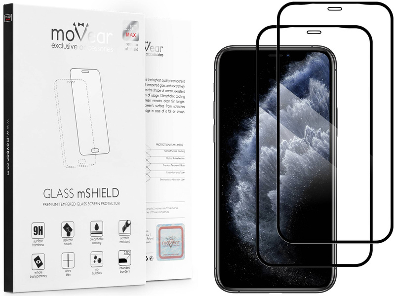 2 Stk. | moVear GLASS mSHIELD 2.5D MAX für Apple iPhone 11 Pro / Xs / X (5.8") (Handyhülle freundlich)