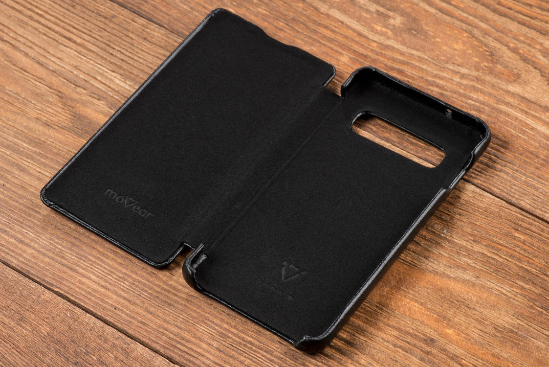 moVear flipSide S Leather slim case for Samsung Galaxy S10 (6.1") | Smooth leather (Black)