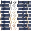moVear Prestige C1 24mm Navy blau Lederarmband für Apple Watch 10 / 9 / 8 / 7 / 6 / 5 / 4 / SE (46/45/44mm) & Ultra (49mm) | Navy blau Nähte [Größen XS-XXL und Schnalle zur Auswahl]