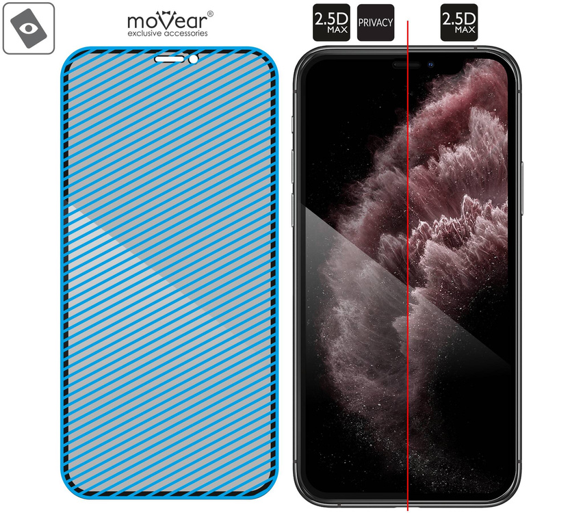 moVear GLASS mSHIELD 2.5D MAX privacy for Apple iPhone 11 Pro Max / Xs Max [ROZMIAR_EKRAN] | (Privatizing, case friendly)