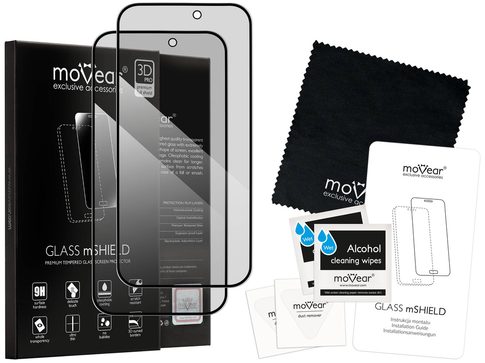 2 Stk. | moVear GLASS mSHIELD 3D PRO privacy für Apple iPhone 14 Pro (6.1") | (Privatisierung)
