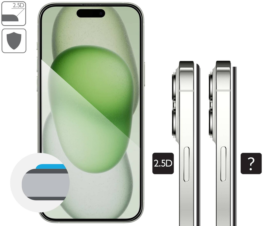 moVear mBOX GLASS mSHIELD 2.5D MAX privacy für Apple iPhone 16 Plus / 15 Plus (6.7") (Anti-Spionage, mit Applikator)