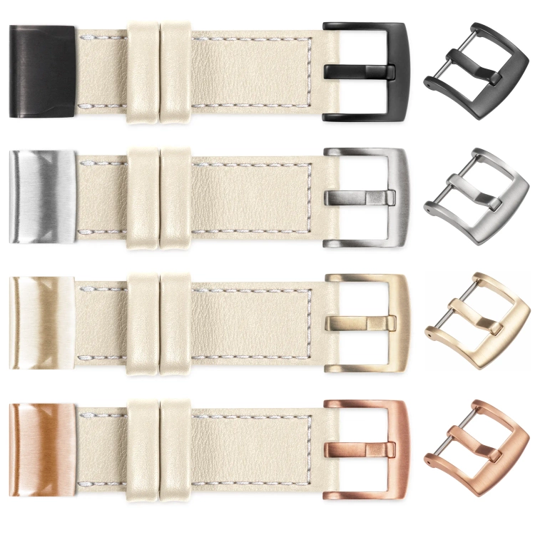 moVear Prestige C1 Lederarmband für Garmin QuickFit 22mm (Fenix / Forerunner / Epix / Instinct / Enduro / Quatix / MARQ - 47/45mm) Nude, Nude Nähte [Größen XS-XXL und Schnalle zur Auswahl]