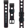 moVear Prestige R1 Lederarmband für Garmin QuickFit 22mm (Fenix / Forerunner / Epix / Instinct / Enduro / Quatix / MARQ - 47/45mm) Schwarz, Schwarz Nähte [Größen XS-XXL und Schnalle zur Auswahl]