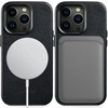 moVear [PRODUCT_MODEL] Leather back cover for Apple iPhone 14 Pro (6.1") | MagSafe compatible, Smooth leather (Black)