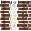 moVear Prestige C1 20mm Dunkelbraun Lederarmband für Apple Watch 10 / 9 / 8 / 7 / 6 / 5 / 4 / SE (42/41/40mm) | Dunkelbraun Nähte [Größen XS-XXL und Schnalle zur Auswahl]