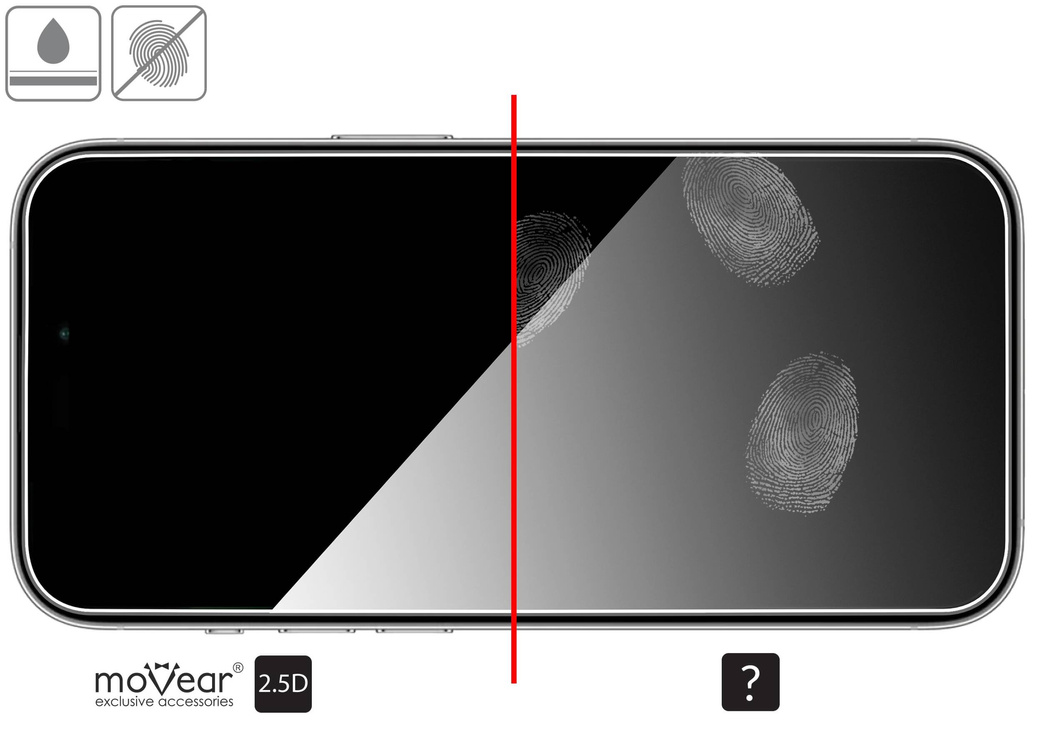 moVear mBOX GLASS mSHIELD 2.5D für Apple iPhone 16 / 15 / 15 Pro (6.1") (einfache Installation)