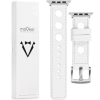 moVear Prestige R1 24mm Weiß Lederarmband für Apple Watch 10 / 9 / 8 / 7 / 6 / 5 / 4 / SE (46/45/44mm) & Ultra (49mm) | Weiß Nähte [Größen XS-XXL und Schnalle zur Auswahl]