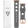 moVear Prestige R1 22mm Gray Leather strap for Apple Watch 10 / 9 / 8 / 7 / 6 / 5 / 4 / SE (42/41/40mm) | Gray stitching [sizes XS-XXL and buckle to choose from]