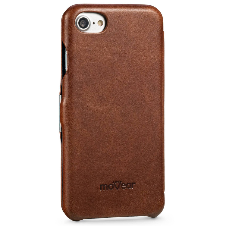 moVear flipSide C Leather case for Apple iPhone SE (2022 / 2020) / 8 / 7 (4.7") | Natural oiled leather (Dark brown)