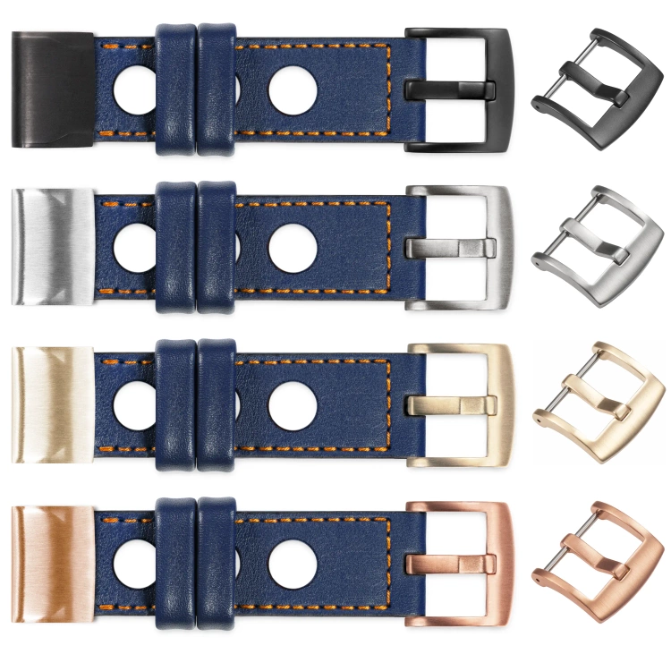 moVear Prestige R1 Leather strap for Garmin QuickFit 26mm (Fenix / Epix / Quatix / Tactix / Enduro - 51mm) Navy blue, Navy blue stitching [sizes XS-XXL and buckle to choose from]